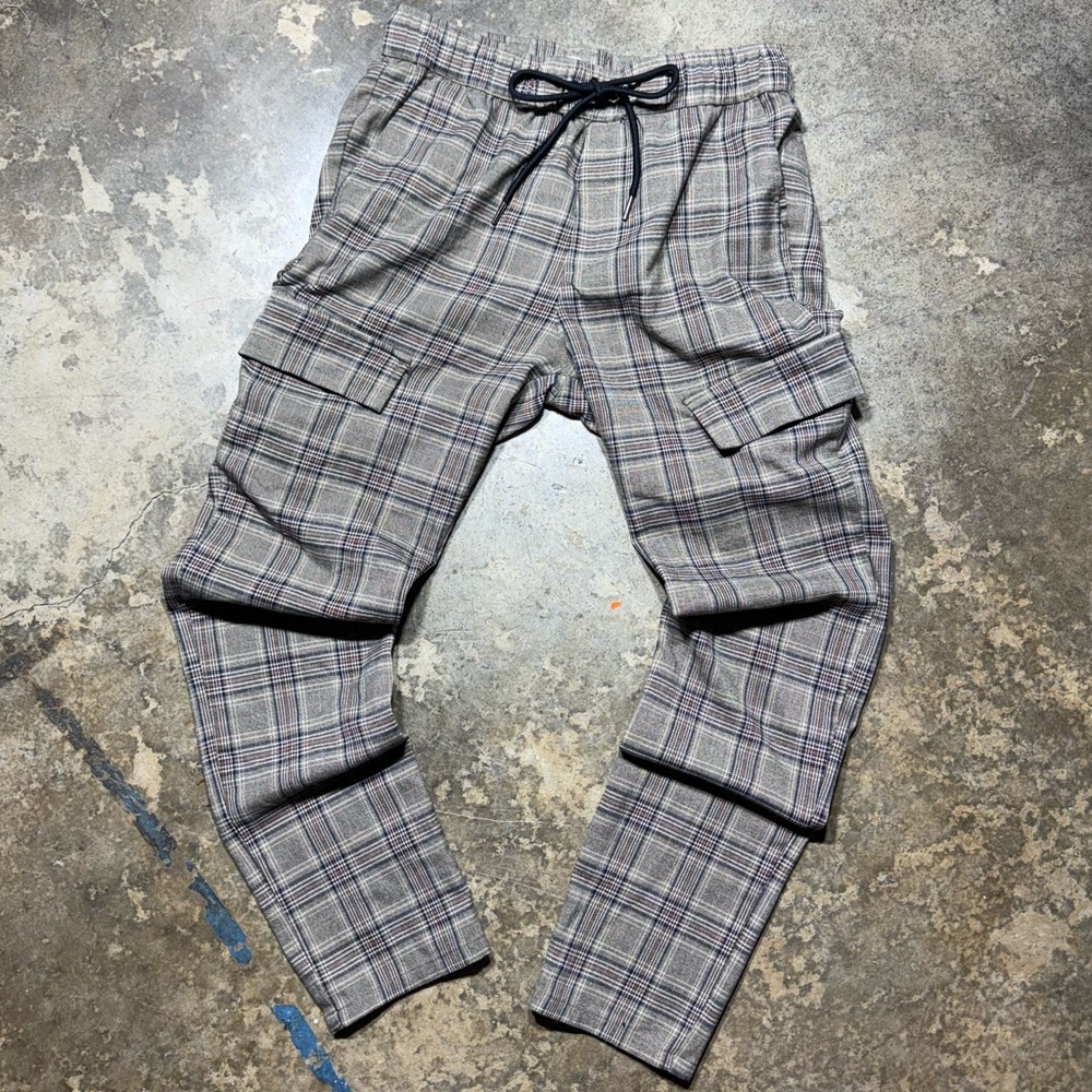 PacSun Plaid Cargo Jogger Pants – Grey Tartan – Men’s Small